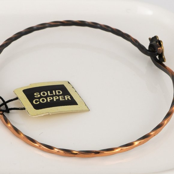 Vintage Solid Copper Pair Love Birds Bangle Bracelet Hook Clasp Twisted 7 inch - Picture 3 of 4